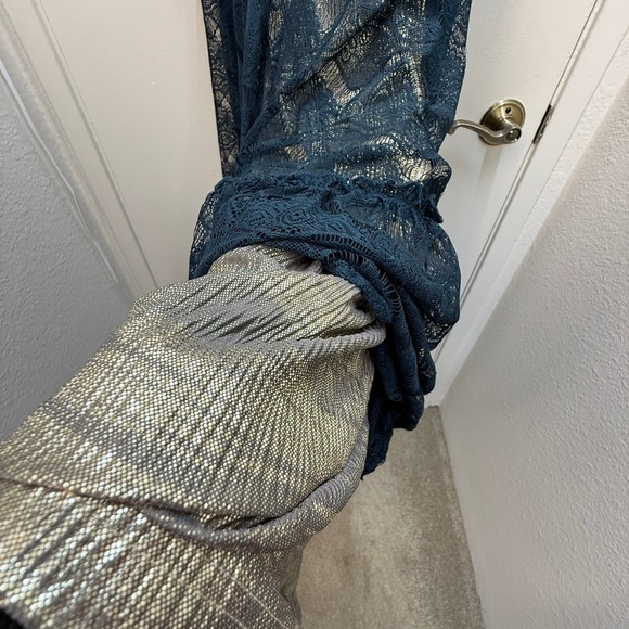 NWT Lace Maxi Dress Sm Teal Blue Gold Party Cocktail Romantic Lacey Rich Wedding - Picture 7 of 15